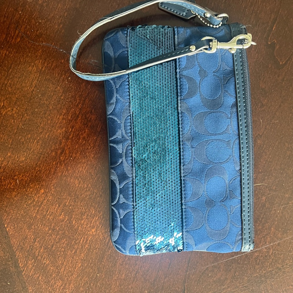 Coach Blue Clutch with Signature Monogram
